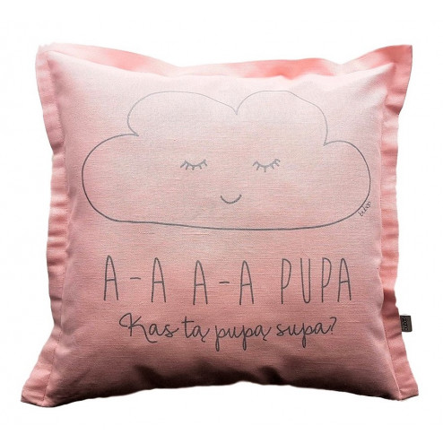 Interior pillow with print AA PUPA, ash rose