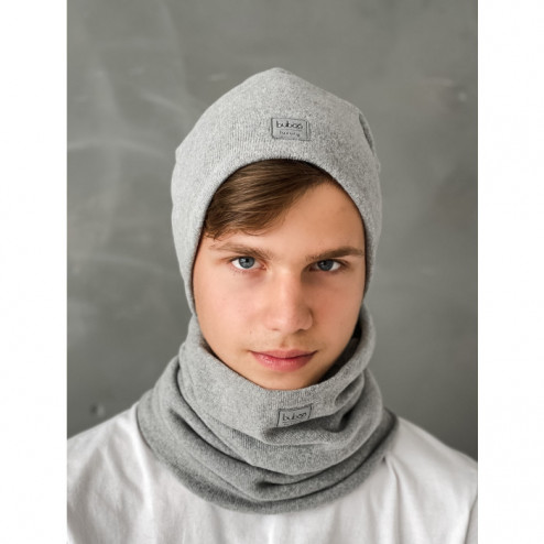 Slouchy Knit men beanie and snood set in the box for fall, winter, spring - Light Grey
