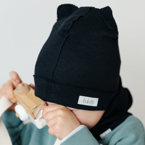 BEAR CHARCOAL doublelayered beanie, black