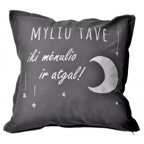 Interior pillow with print MYLIU TAVE, greyish