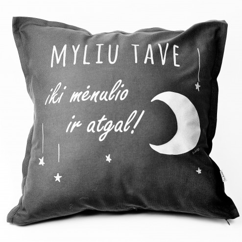 Interior pillow with print MYLIU TAVE, dark grey