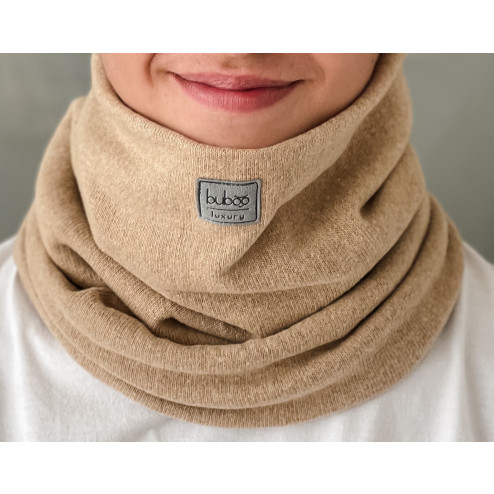 Stylish man snood scarf for spring fall or winter - light brown, Camel 