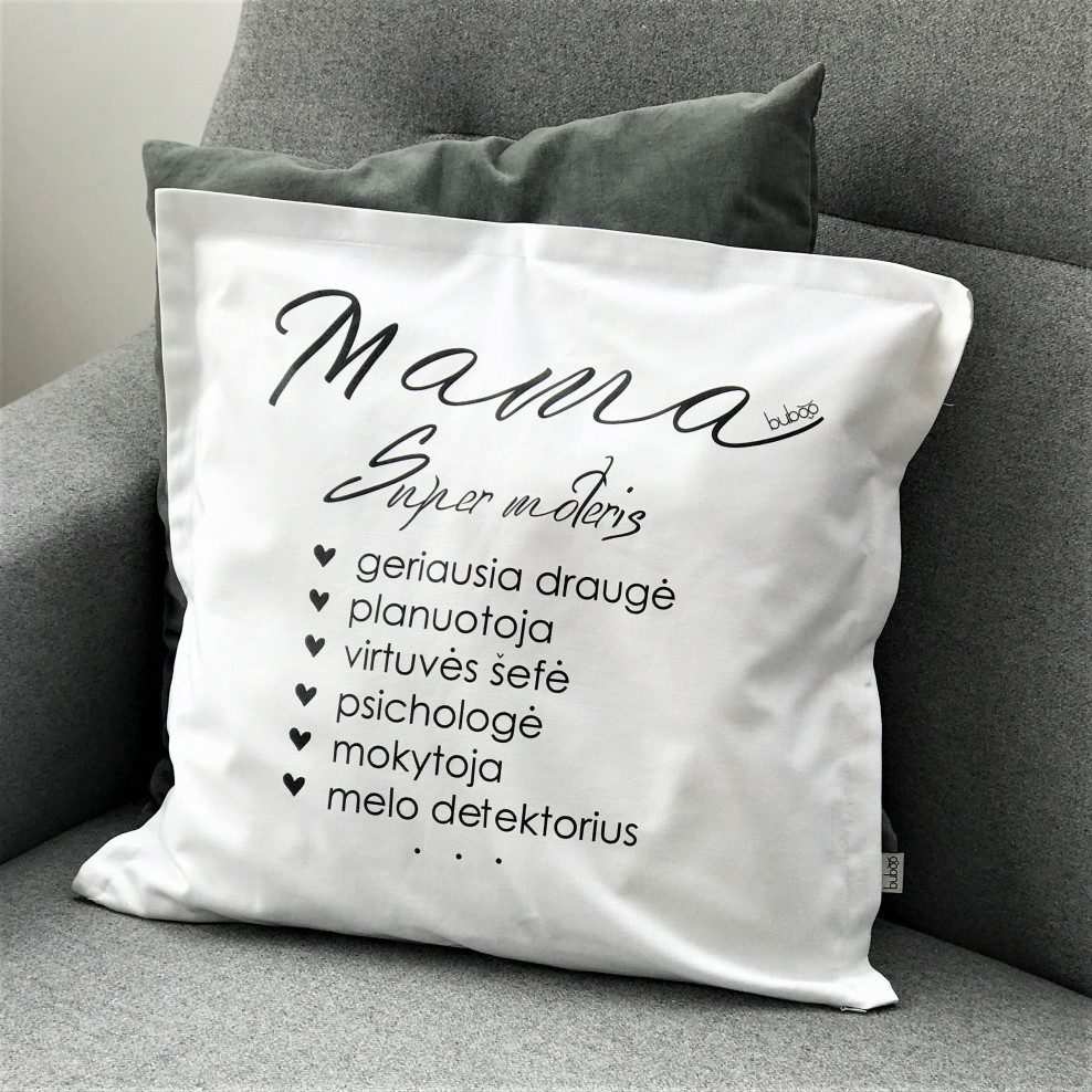 Cool And Stylish Interior Pillow With Print Mama White