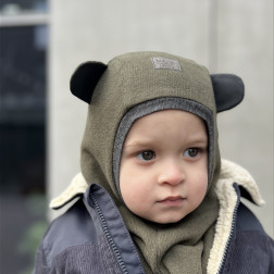 Kid's hat helmet for spring / autumn / winter Bear BUBOO luxury, chaki