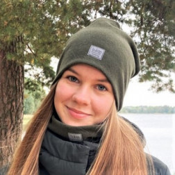 Slouchy Knit teenager (7-18y)  beanie and  snood  set in the box for fall, winter, spring - chaki