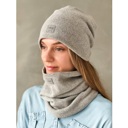 Womens beanie and  snood  set in the box for fall, winter, spring-Light Grey