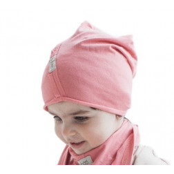Kids thin stretchy cotton beanie UPSIDEDOWN - coral