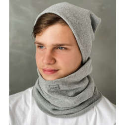Slouchy Knit teenager (7-18y)  beanie and  snood  set in the box for fall, winter, spring- Light Grey