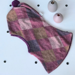 Stylish fall winter wool kids HELMET Eggplant Rhombus