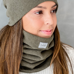 Stylish woman snood scarf for spring fall or winter BUBOO luxury - Chaki