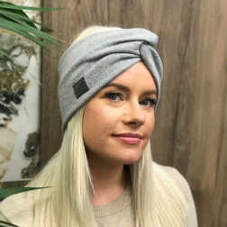 Womens snood and headband set in the box for fall, winter, spring-Light Grey