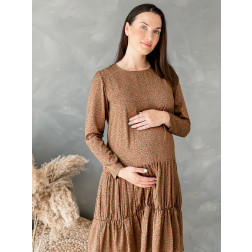 Woman dress with long sleeves WOW, brown leopard