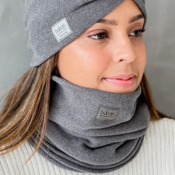 Stylish woman snood scarf for spring fall or winter BUBOO luxury - Dark grey