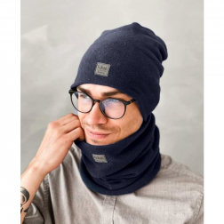  Stylish man snood scarf for spring fall or winter BUBOO luxury - Dark blue