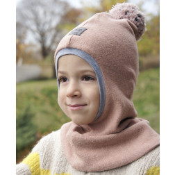 Kids helmet for fall winter spring BUBOO Luxury with pompom - Ash rose