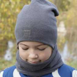Slouchy Knit kid (2-7y) beanie and  snood  set in the box for fall, winter, spring - Grey