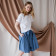 Impressive female linen/viscose blue skirt TAHO