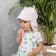 BEAR summer kids beanie with visor, laces and neck protection (softened linen) - pink