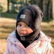 Slouchy Knit kid (2-7y) beanie and  snood  set in the box for fall, winter, spring - Black