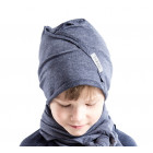 Kids thin stretchy cotton beanie UPSIDEDOWN - bluberry