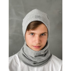 Slouchy Knit kid (2-7y) beanie and snood set in the box for fall, winter, spring - Light Grey
