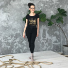 Female stylish T-shirt with print MOM SUPERPOWER, black