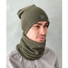Stylish man snood scarf for spring fall or winter - Chaki