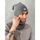 Slouchy Knit men beanie and snood set in the box for fall, winter, spring - Grey