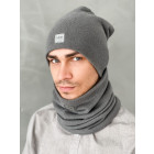 Stylish man snood scarf for spring fall or winter - Dark grey