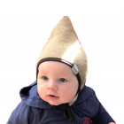 Kids double layered beanie with straps for autumn/winter DROP Sand