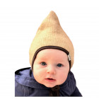 Kids double layered beanie with straps for autumn/winter DROP Sand