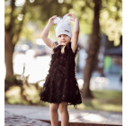 Extremely stylish girl beanie with a tulle FASHIONISTA white