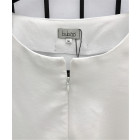 Female stylish linen/viscose blouse TAHO with short sleeves and hidden zipper in the front, white