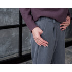 Female stylish pants with belt and the ribbon at the bottom, grey