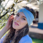 Stylish woman headband KNOT, light blue