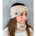 Woman headband KNOT of elastic knitted fabric for spring / autumn / winter, Camel
