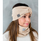 Womens snood and headband set in the box for fall, winter, spring - Sand
