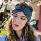 Stylish woman headband KNOT, grey dandelion