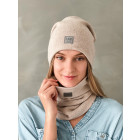 Womens beanie and snood set in the box for fall, winter, spring - Latte