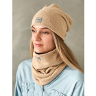 Womens beanie and snood set in the box for fall, winter, spring - Sand