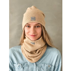 Womens beanie and snood set in the box for fall, winter, spring - Sand
