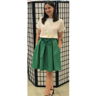 Impressive female linen/viscose green skirt TAHO