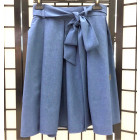 Impressive female linenviscose blue skirt TAHO