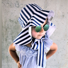 Impressive kids double-sided cotton-linenviscose HAT with ribbons Striped