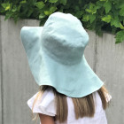 Impressive kids softened linen HAT with silky ribbons Mint