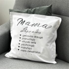 Interior pillow with print MAMA, white