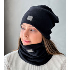 Stylish woman snood scarf for spring fall or winter - Black
