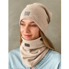 Stylish woman snood scarf for spring fall or winter - Latte
