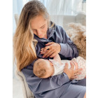 Maternity breastfeeding jumper with hidden zippers on the sides BUBOO active, blue - indigo