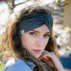 Stylish woman headband KNOT, grey dandelion
